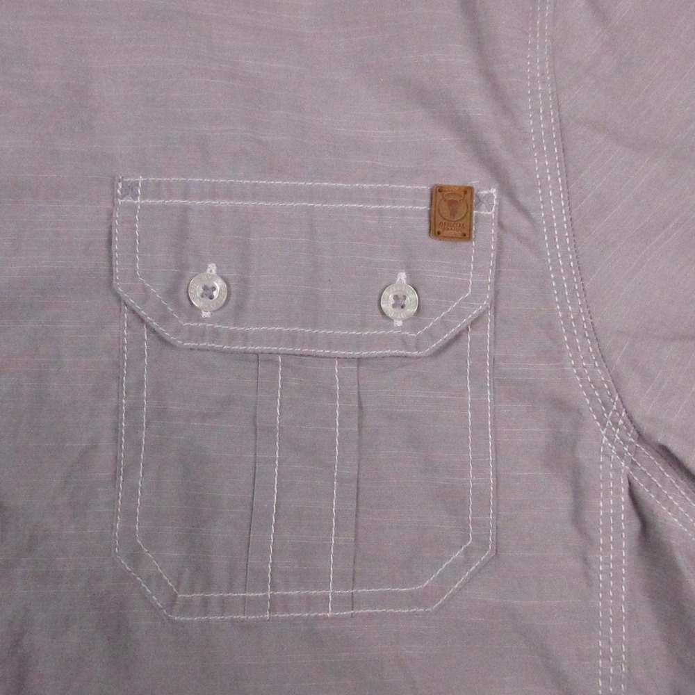 Jeans By Buffalo Shirt Mens XL Gray Stripe Short Sleeve Button Front Pockets - Picture 3 of 6